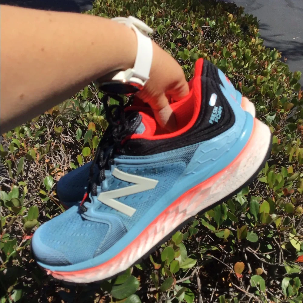 New Balance Women's Running Shoes - Light Blue with Coral Accents